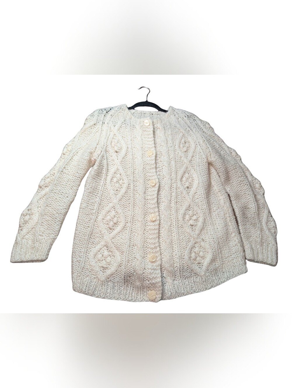 Classic Cream Cable Knit Button-Front Women's Sweater